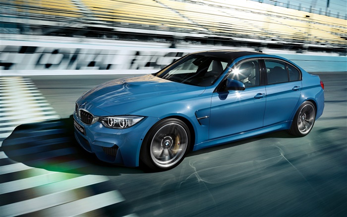 2015 BMW M3 Sedan F80 azul carro Papéis de Parede, imagem