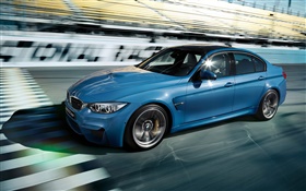 2015 BMW M3 Sedan F80 azul carro HD Papéis de Parede