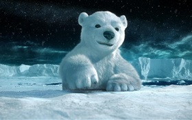 3D animais, urso polar HD Papéis de Parede