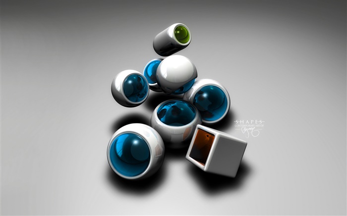 Esfera 3D e cubo Papéis de Parede, imagem