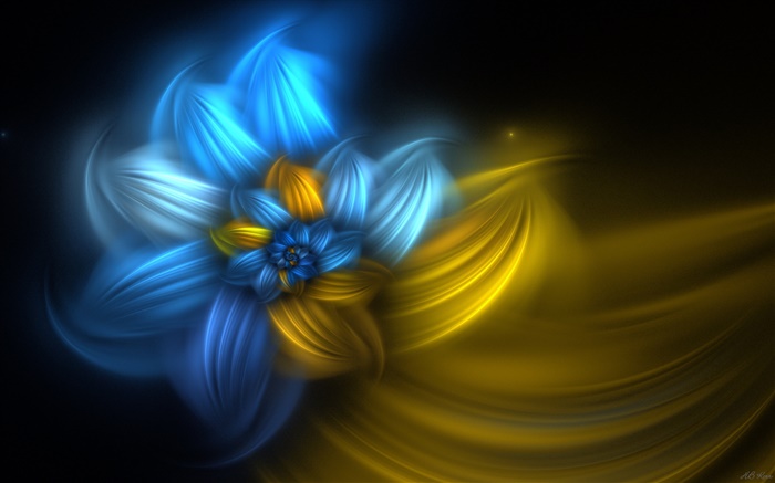 flores de design abstrato, azul com amarelo Papéis de Parede, imagem