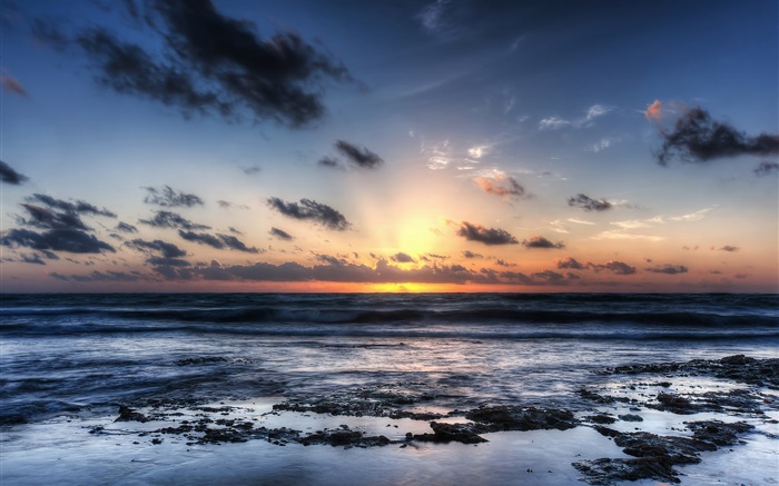 Akumal Beach, México, nascer do sol, costa Papéis de Parede, imagem