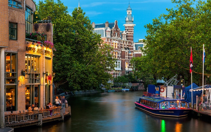 Amsterdam, Nederland, cidade, casas, rio Papéis de Parede, imagem
