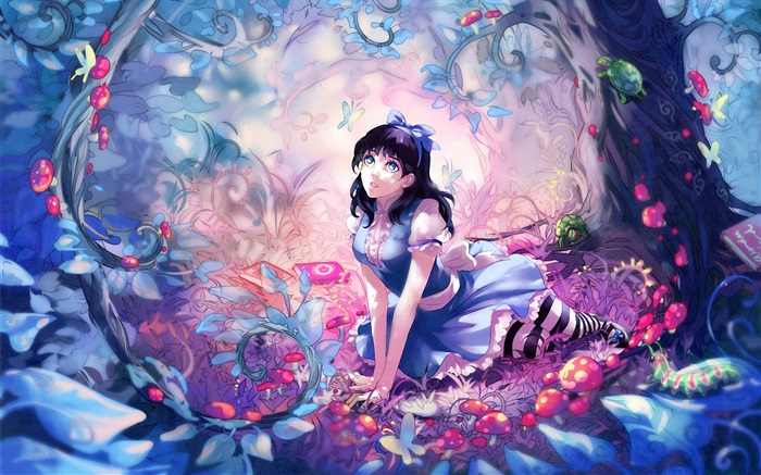 Anime menina na floresta de fadas Papéis de Parede, imagem