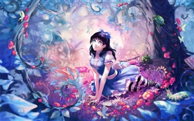 Anime menina na floresta de fadas