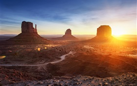 Arizona, Monument Valley, EUA, pôr do sol, montanhas, deserto