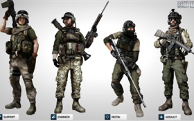 Battlefield 3, quatro soldados HD Papéis de Parede
