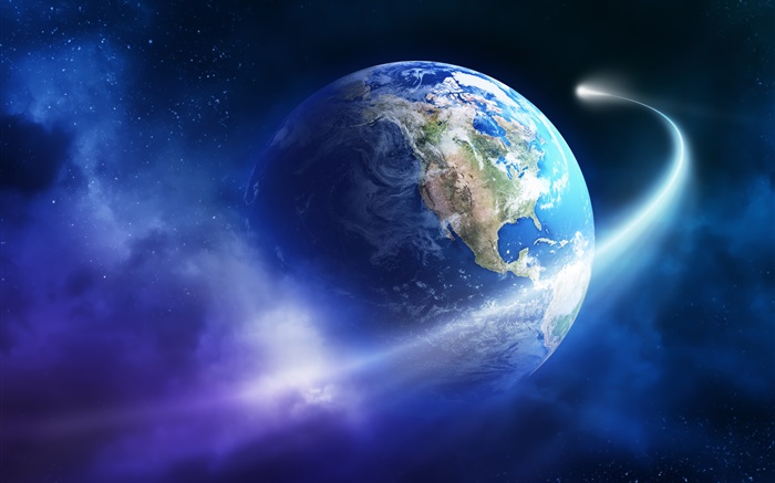 Beautiful Earth, espaço, planeta, cometa Papéis de Parede, imagem
