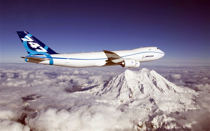 Boeing 747 aviões, montanha, nuvens Papéis de Parede, imagem