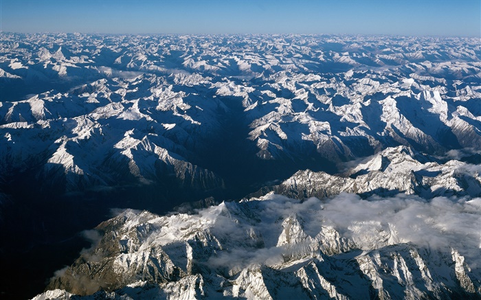 Montanhas sem limites, neve, China Papéis de Parede, imagem