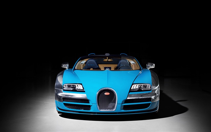 Bugatti Veyron 16.4 azul supercar vista frontal Papéis de Parede, imagem