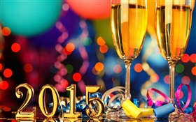 Celebrar o Ano Novo de 2015, taças de champanhe HD Papéis de Parede