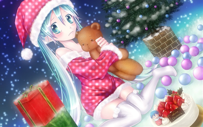 Natal anime girl Papéis de Parede, imagem