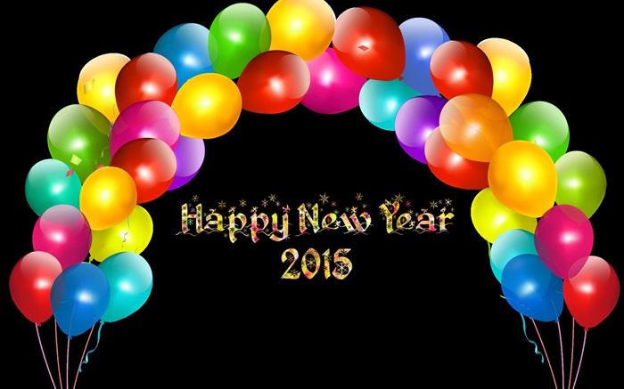 Balões coloridos, Feliz Ano Novo 2015 Papéis de Parede, imagem