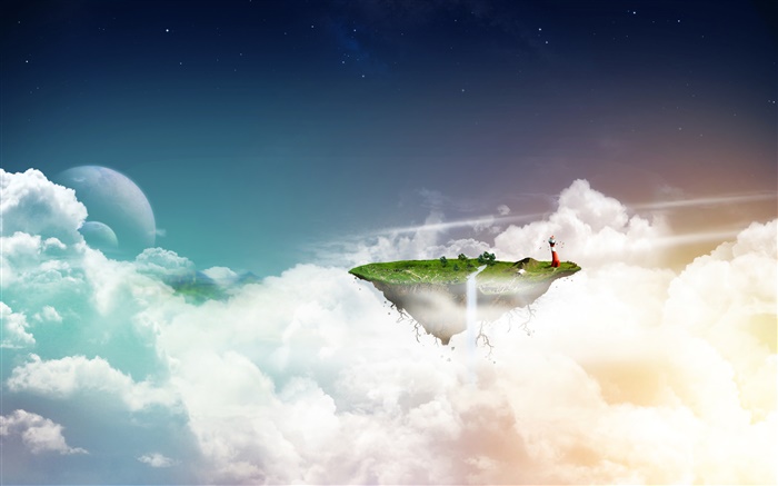 Imagens do Creative aérea, ilha flutuante, nuvens Papéis de Parede, imagem