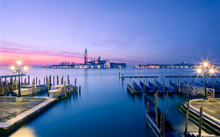 Cenário crepúsculo Veneza, marina Papéis de Parede, imagem