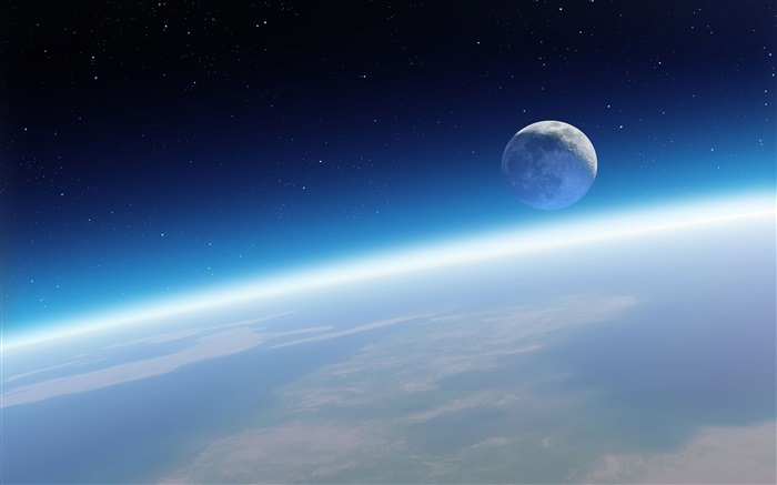 Terra e Lua, belo espaço Papéis de Parede, imagem