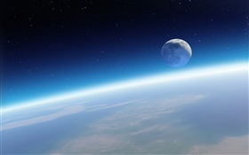 Terra e Lua, belo espaço HD Papéis de Parede