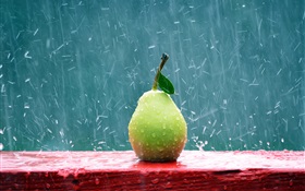 Fruit close-up, pera na chuva HD Papéis de Parede