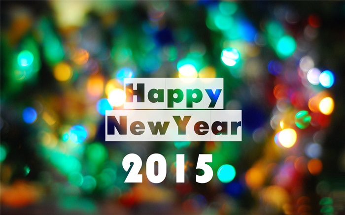 Feliz Ano Novo 2015, luzes coloridas Papéis de Parede, imagem
