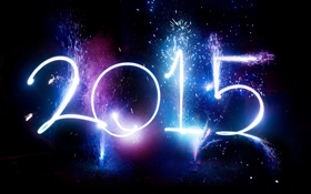 Feliz Ano Novo de 2015, fogos de artifício, fundo preto HD Papéis de Parede