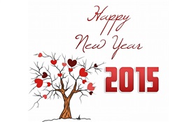 Feliz Ano Novo de 2015, corações do amor árvore HD Papéis de Parede