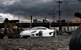 Koenigsegg supercar branco HD Papéis de Parede