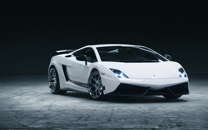 Lamborghini branco Vista frontal supercar Papéis de Parede, imagem