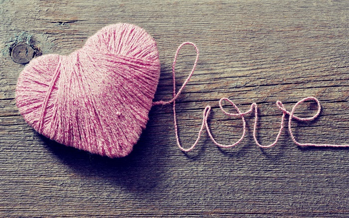 Amor e em forma de coração de lã cor de rosa Papéis de Parede, imagem