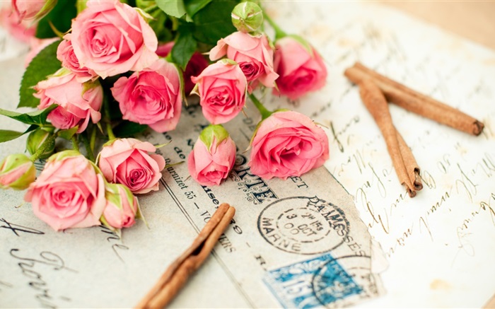 Rosa levantou-se flores, letra Papéis de Parede, imagem