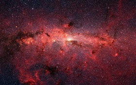 Espaço cósmico vermelho, estrelas