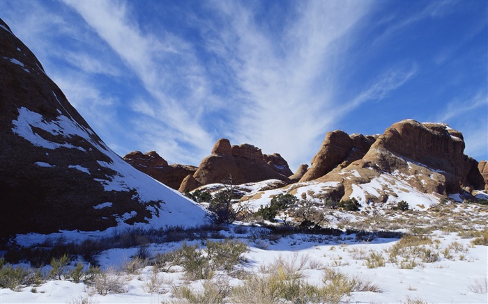 Montanhas cobertas de neve, inverno, paisagens americanas Papéis de Parede, imagem