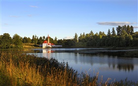 Verão, lago, casa, Novgorod HD Papéis de Parede