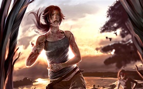 Tomb Raider, Lara Croft, pôr do sol HD Papéis de Parede