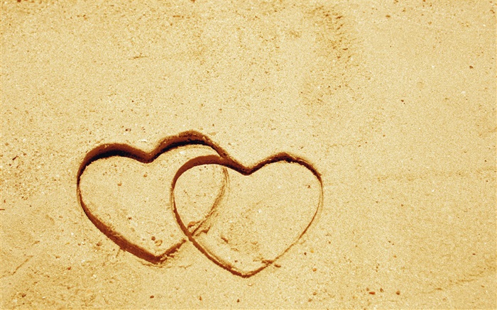 Dois corações do amor na areia Papéis de Parede, imagem