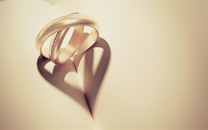 Dois anéis de projeção, amor em forma de coração Papéis de Parede, imagem