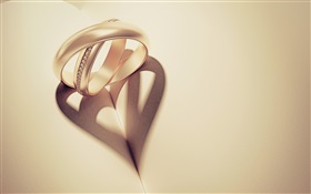 Dois anéis de projeção, amor em forma de coração HD Papéis de Parede