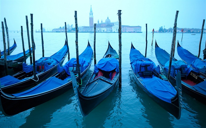 Venetian, barcos, dia nublado Papéis de Parede, imagem