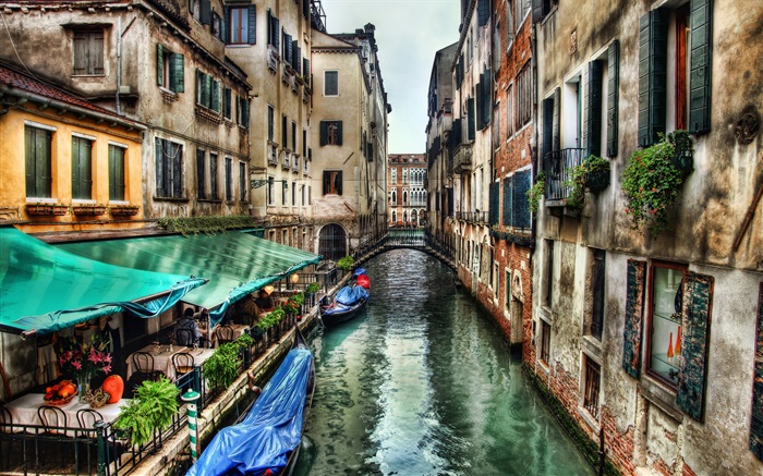 Cenário Veneza, rio, casa Papéis de Parede, imagem