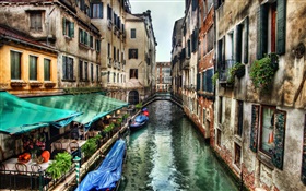 Cenário Veneza, rio, casa HD Papéis de Parede