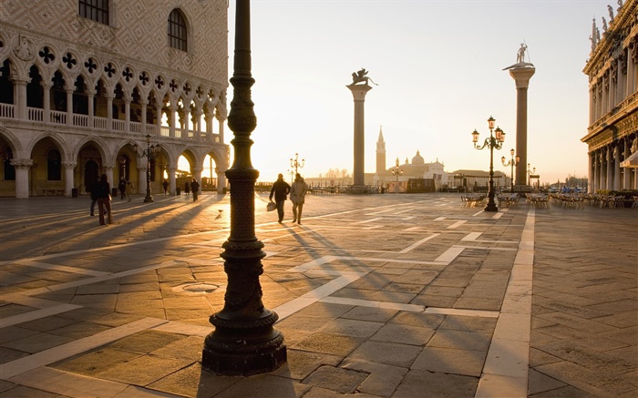 Veneza, praças, pedestre, sol Papéis de Parede, imagem