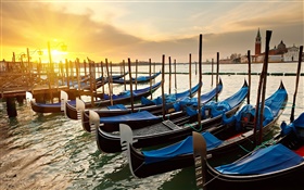 Veneza pôr do sol, barcos, rio HD Papéis de Parede
