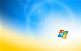 Logotipo do Windows 7, fundo azul laranja