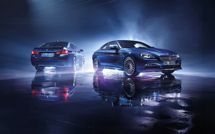 2015 BMW Alpina dois carros azuis Papéis de Parede, imagem