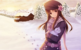 Menina do Anime no inverno HD Papéis de Parede