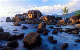 Anse Soleil, Mahe, Seychelles, pedras, costa HD Papéis de Parede