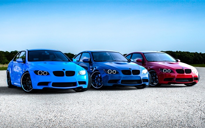BMW carros azuis vermelhas Papéis de Parede, imagem