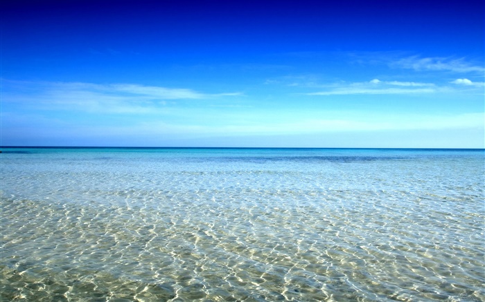 Bela costa, água do mar, céu azul Papéis de Parede, imagem