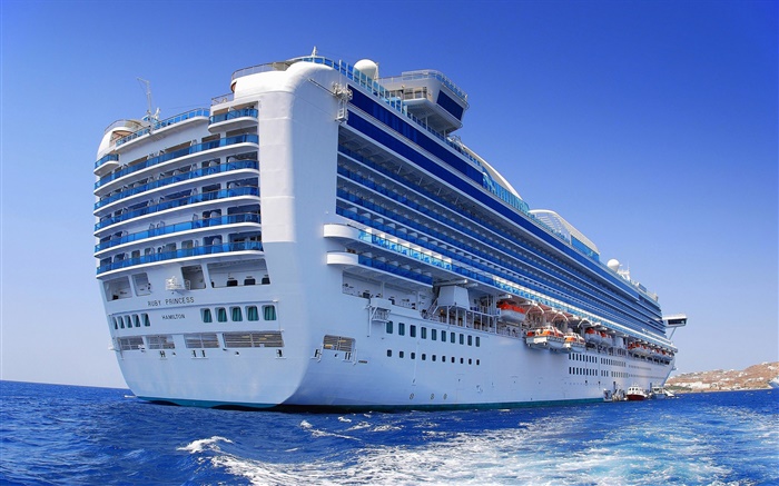 grande navio de cruzeiro, oceano, azul Papéis de Parede, imagem