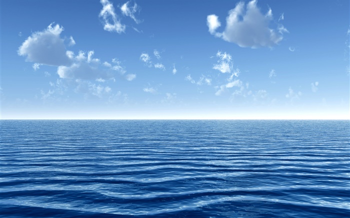 Mar azul, nuvens, céu Papéis de Parede, imagem